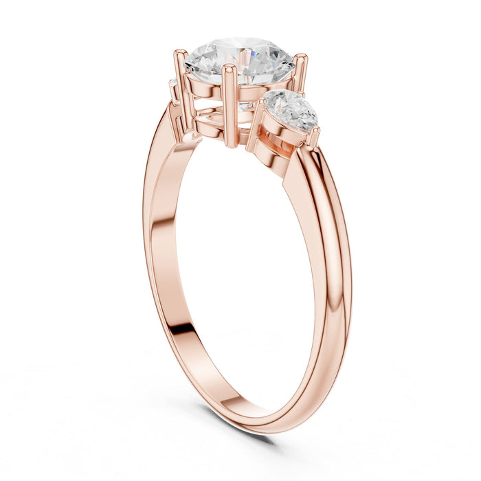 Round Lab Grown Diamond Three-Stone Engagement Ring yellow gold video