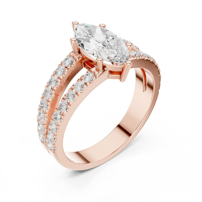 Marquise Lab Grown Diamond Split-Shank Engagement Ring rose gold video
