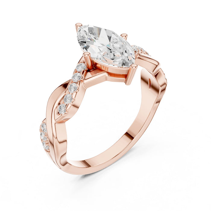 Marquise Lab Grown Diamond Twisted Engagement Ring rose gold video