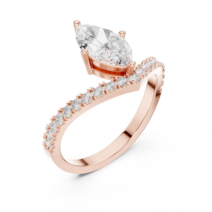 Marquise Lab Grown Diamond Side-Stone Engagement Ring rose gold video