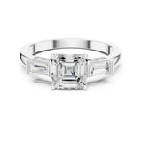 Asscher Lab Grown Diamond Three-Stone Engagement Ring