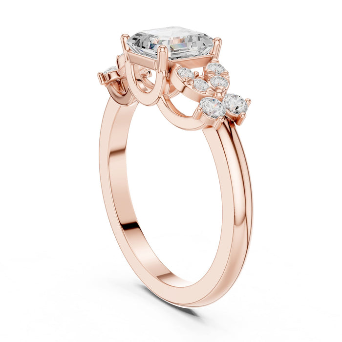 Asscher Lab Grown Diamond Three-Stone Engagement Ring yellow gold video