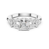 Asscher Lab Grown Diamond Three-Stone Engagement Ring