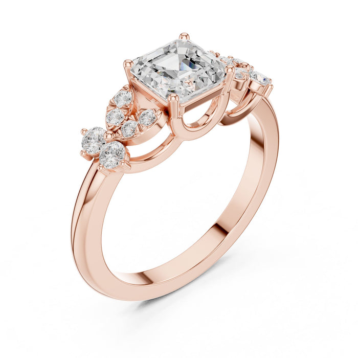 Asscher Lab Grown Diamond Three-Stone Engagement Ring rose gold video