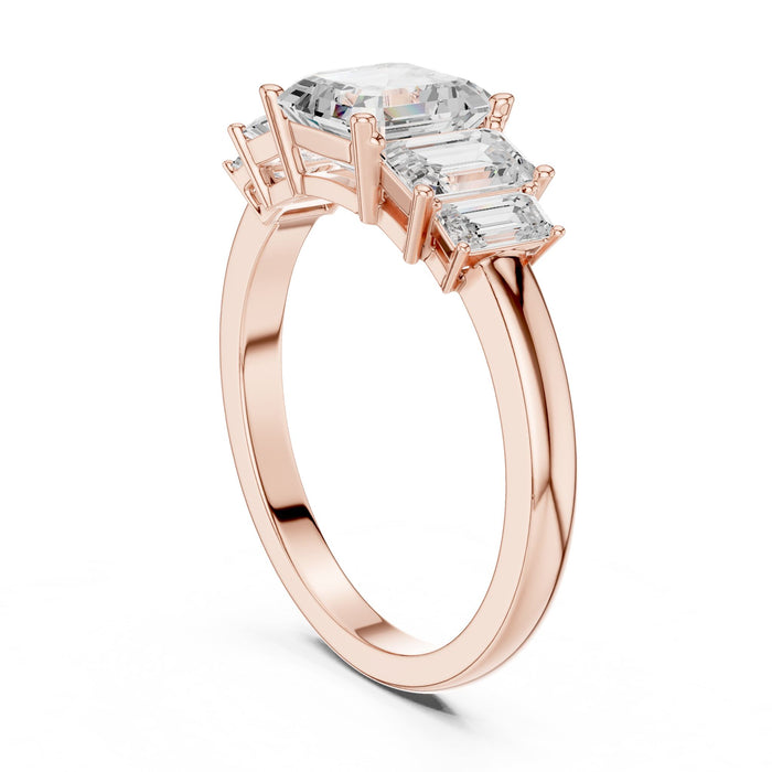 Emerald Lab Grown Diamond Three-Stone Engagement Ring yellow gold video