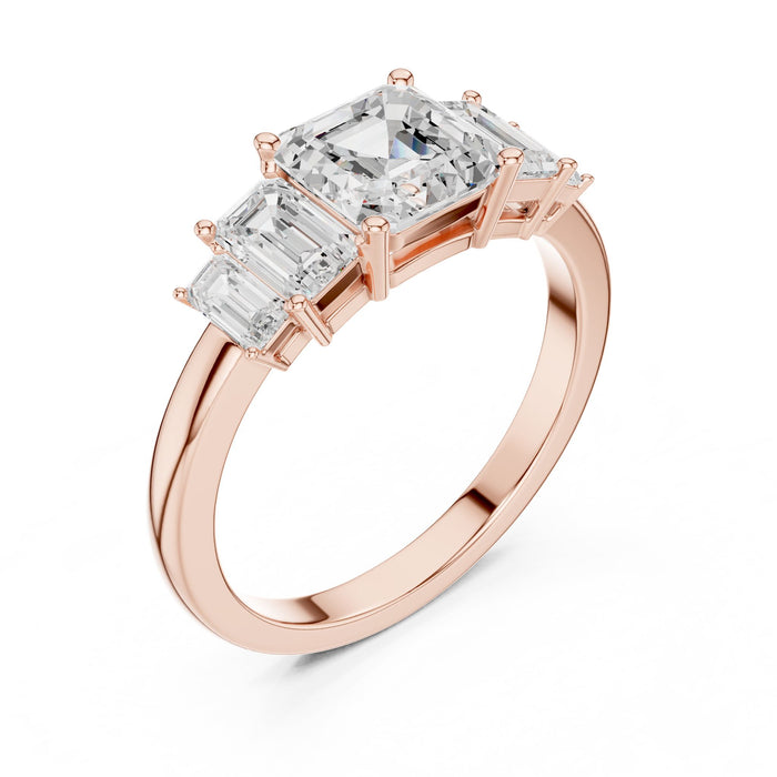 Emerald Lab Grown Diamond Three-Stone Engagement Ring rose gold video