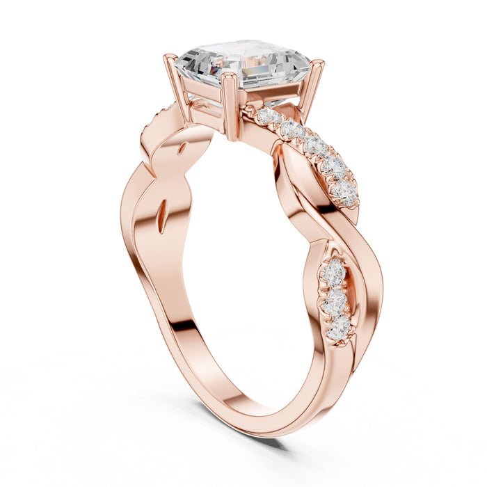 Princess Lab Grown Diamond Twisted Engagement Ring yellow gold video
