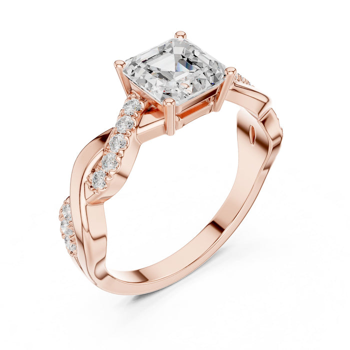 Princess Lab Grown Diamond Twisted Engagement Ring rose gold video