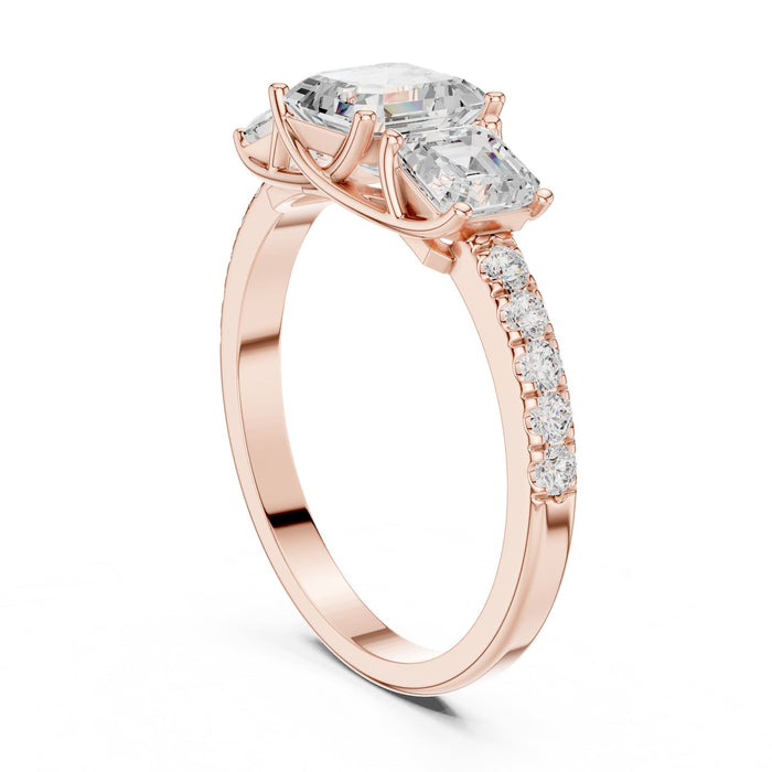 Princess Lab Grown Diamond Three-Stone Engagement Ring yellow gold video