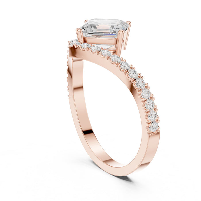 Asscher Lab Grown Diamond Side-Stone Engagement Ring yellow gold video