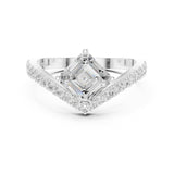 Asscher Lab Grown Diamond Side-Stone Engagement Ring