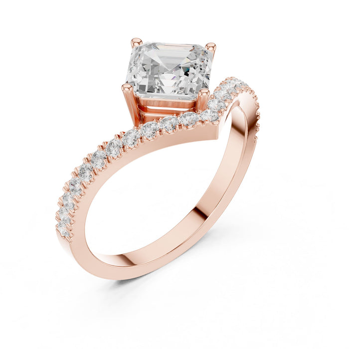 Asscher Lab Grown Diamond Side-Stone Engagement Ring rose gold video