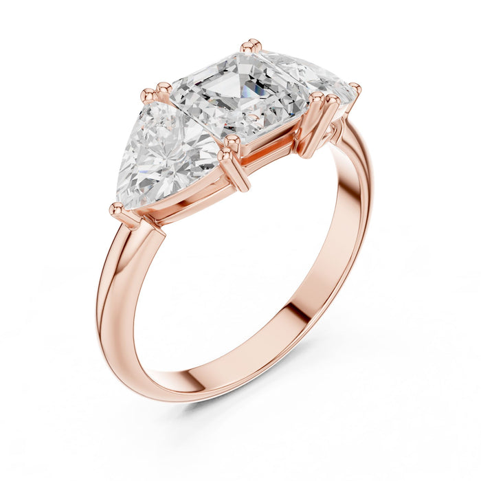 Princess Lab Grown Diamond Three-Stone Engagement Ring rose gold video