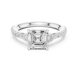 Asscher Lab Grown Diamond Three-Stone Engagement Ring