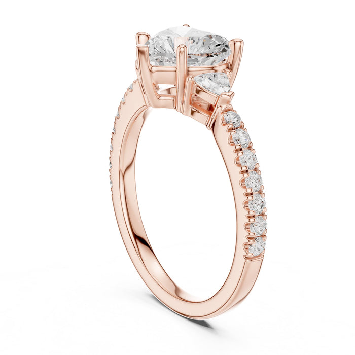 Heart Lab Grown Diamond Three-Stone Engagement Ring yellow gold video