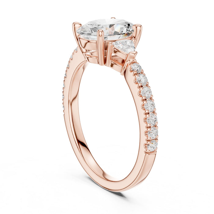 Oval Lab Grown Diamond Three-Stone Engagement Ring yellow gold video
