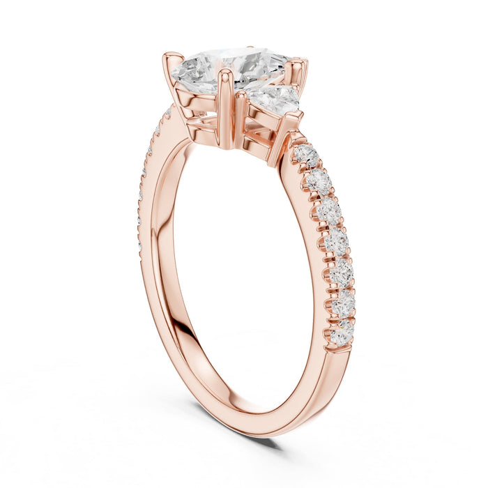 Pear Lab Grown Diamond Three-Stone Engagement Ring yellow gold video