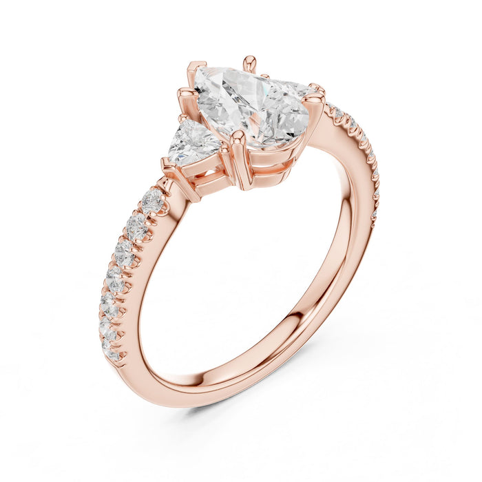 Pear Lab Grown Diamond Three-Stone Engagement Ring rose gold video