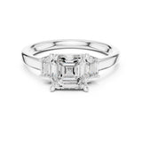 Asscher Lab Grown Diamond Three-Stone Engagement Ring