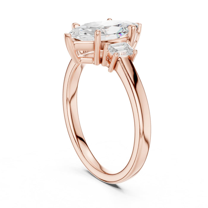 Marquise Lab Grown Diamond Three-Stone Engagement Ring yellow gold video