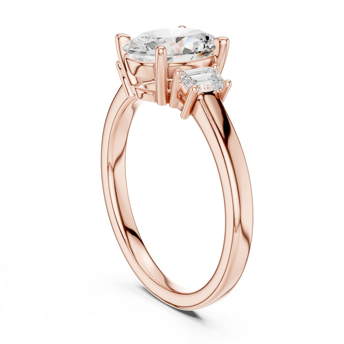 Oval Lab Grown Diamond Three-Stone Engagement Ring yellow gold video