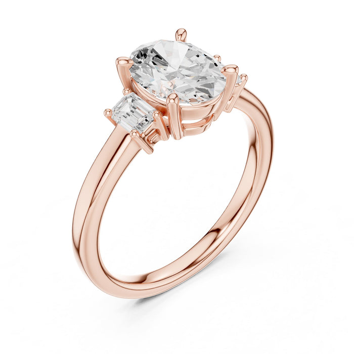 Oval Lab Grown Diamond Three-Stone Engagement Ring rose gold video
