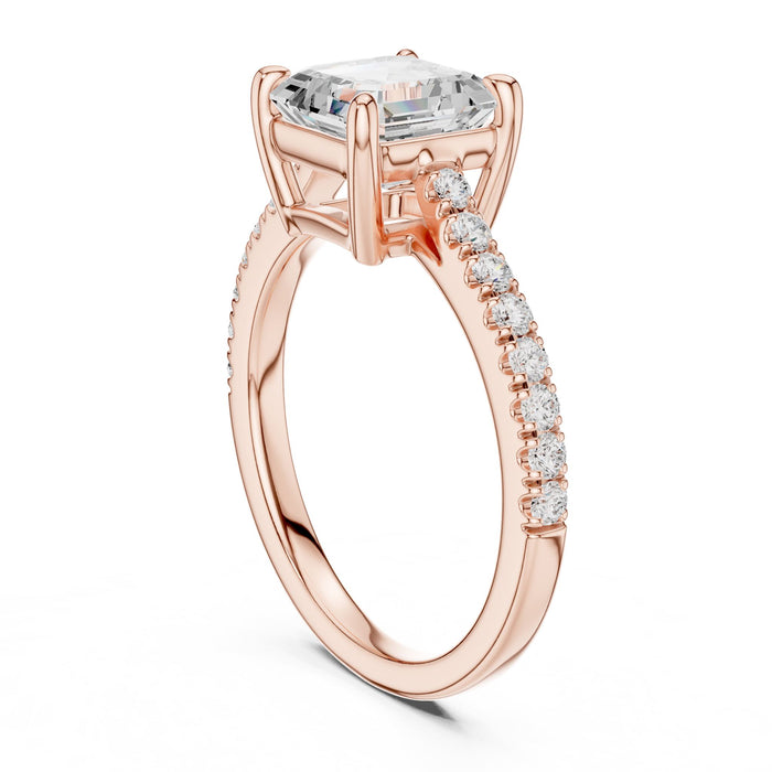 Asscher Lab Grown Diamond Pave Engagement Ring yellow gold video