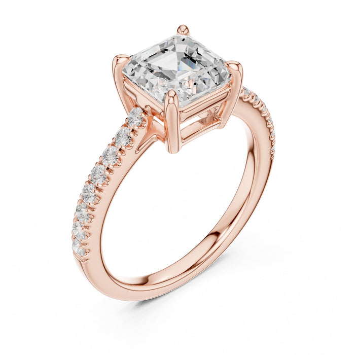 Asscher Lab Grown Diamond Pave Engagement Ring rose gold video
