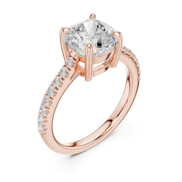 Cushion Lab Grown Diamond Pave Engagement Ring rose gold video