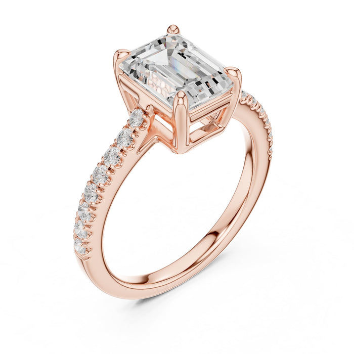 Emerald Lab Grown Diamond Pave Engagement Ring rose gold video