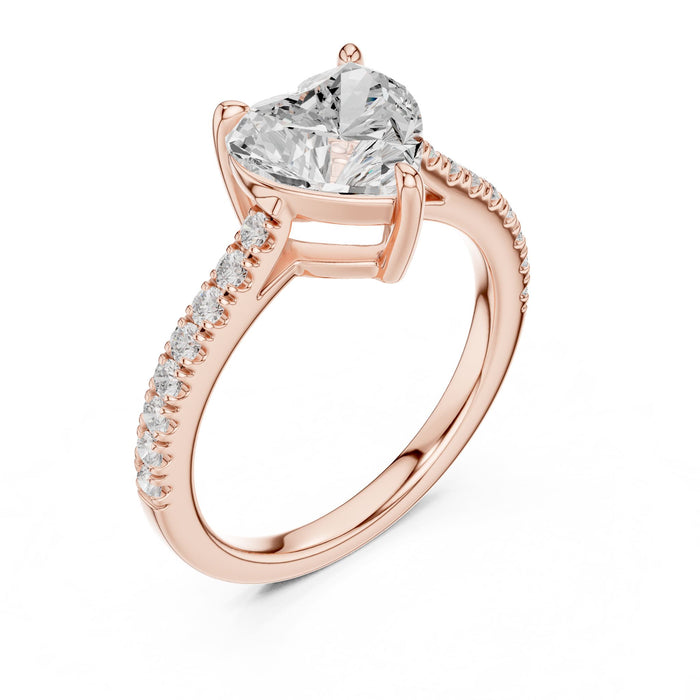 Heart Lab Grown Diamond Side-Stone Engagement Ring rose gold video