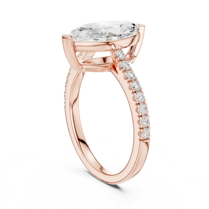 Marquise Lab Grown Diamond Pave Engagement Ring yellow gold video