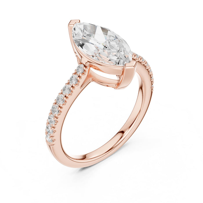 Marquise Lab Grown Diamond Pave Engagement Ring rose gold video