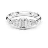 Emerald Lab Grown Diamond Three-Stone Engagement Ring