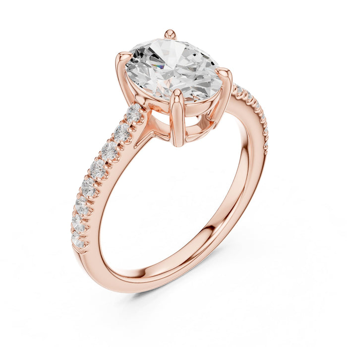 Oval Lab Grown Diamond Pave Engagement Ring rose gold video