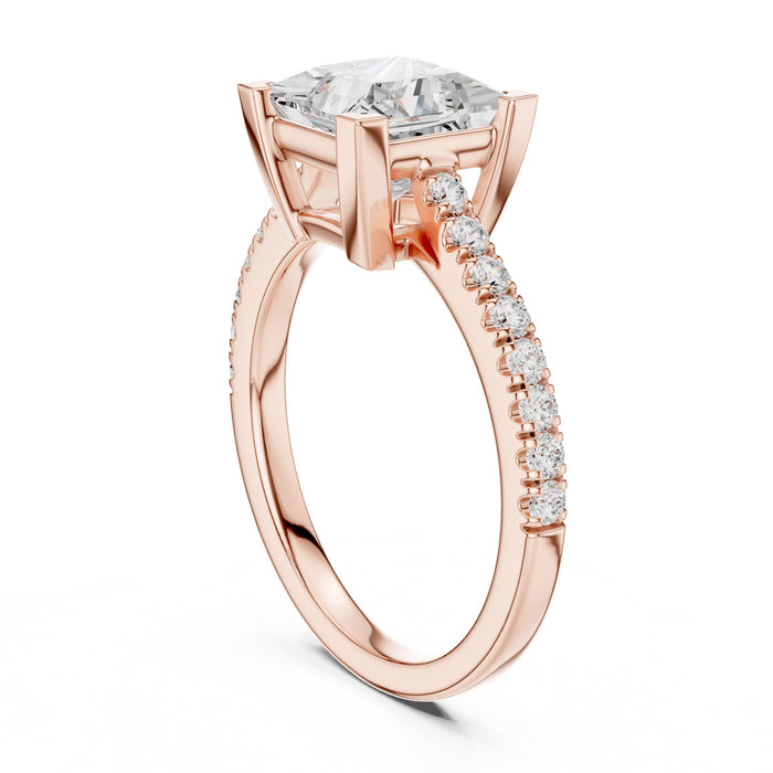Princess Lab Grown Diamond Pave Engagement Ring yellow gold video