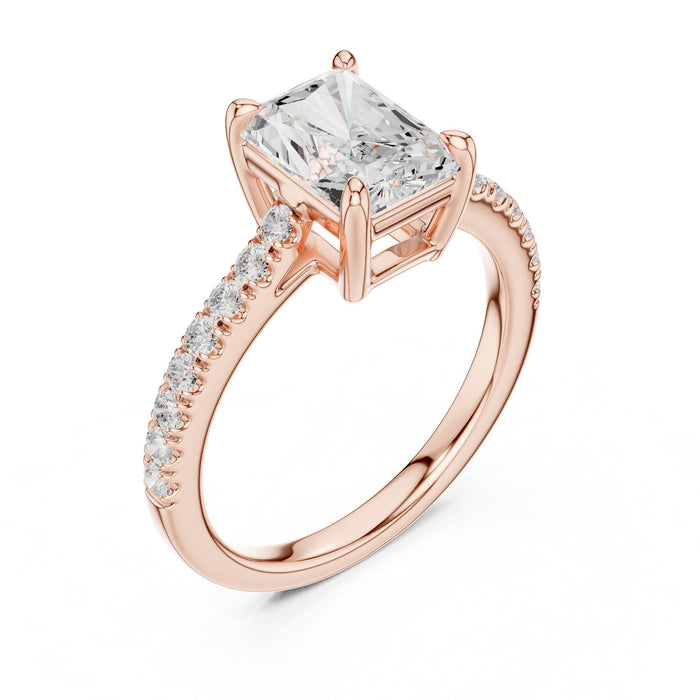 Emerald Lab Grown Diamond Side-Stone Engagement Ring rose gold video