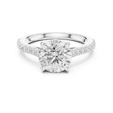 Round Lab Grown Diamond Side-Stone Engagement Ring