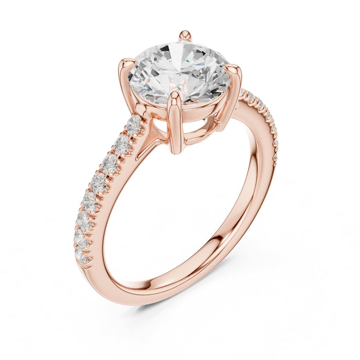 Round Lab Grown Diamond Side-Stone Engagement Ring rose gold video