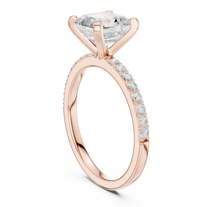 Princess Lab Grown Diamond Pave Engagement Ring yellow gold video