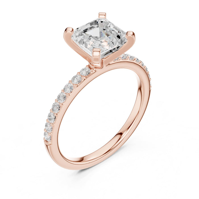Princess Lab Grown Diamond Pave Engagement Ring rose gold video