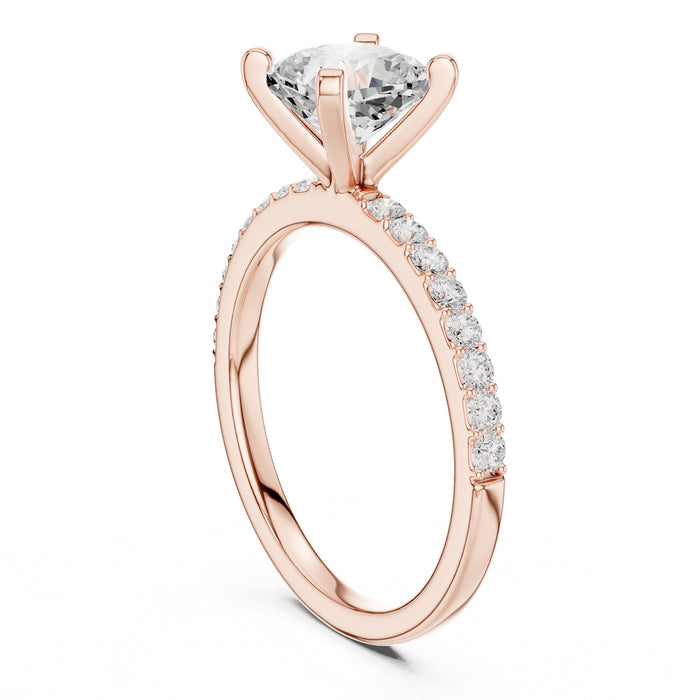 Cushion Lab Grown Diamond Pave Engagement Ring yellow gold video