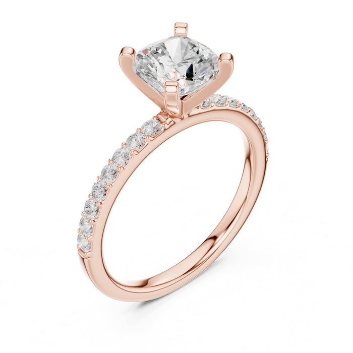 Cushion Lab Grown Diamond Pave Engagement Ring rose gold video