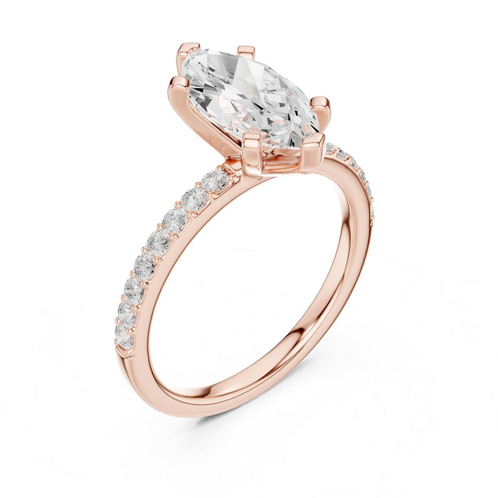 Marquise Lab Grown Diamond Pave Engagement Ring rose gold video