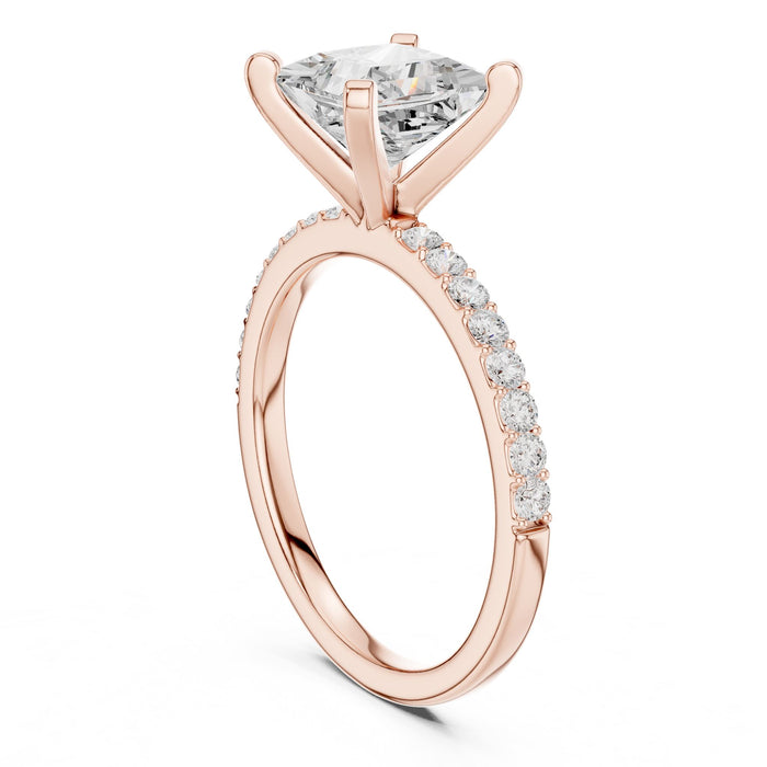 Princess Lab Grown Diamond Pave Engagement Ring yellow gold video