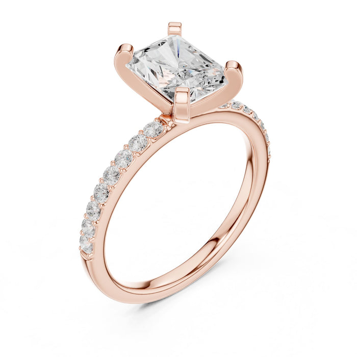 Emerald Lab Grown Diamond Pave Engagement Ring rose gold video
