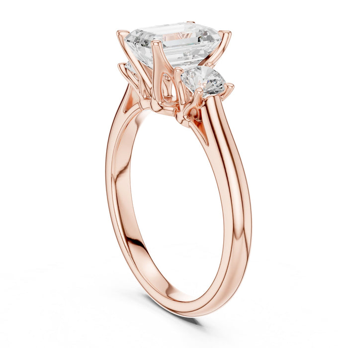 Emerald Lab Grown Diamond Three-Stone Engagement Ring yellow gold video