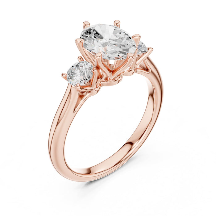 Pear Lab Grown Diamond Three-Stone Engagement Ring rose gold video
