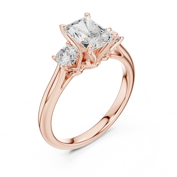 emerald Lab Grown Diamond Three-Stone Engagement Ring rose gold video
