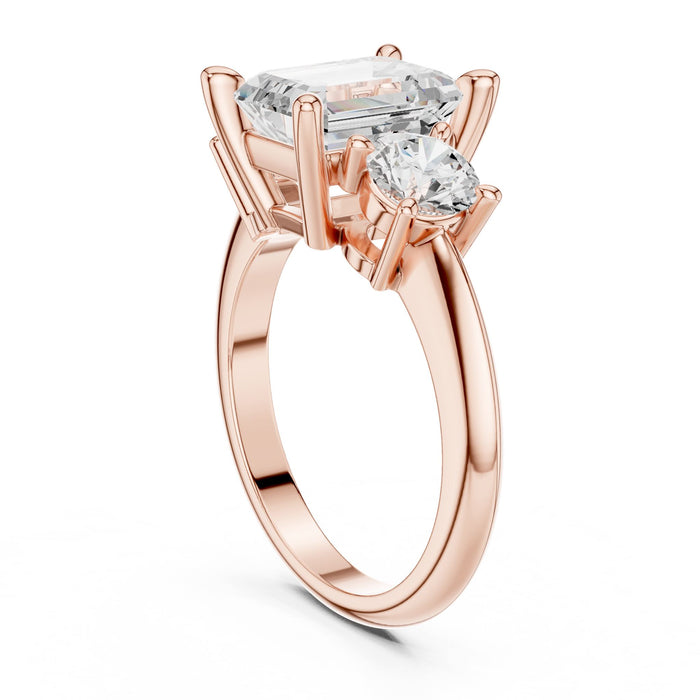 Emerald Lab Grown Diamond Three-Stone Engagement Ring yellow gold video